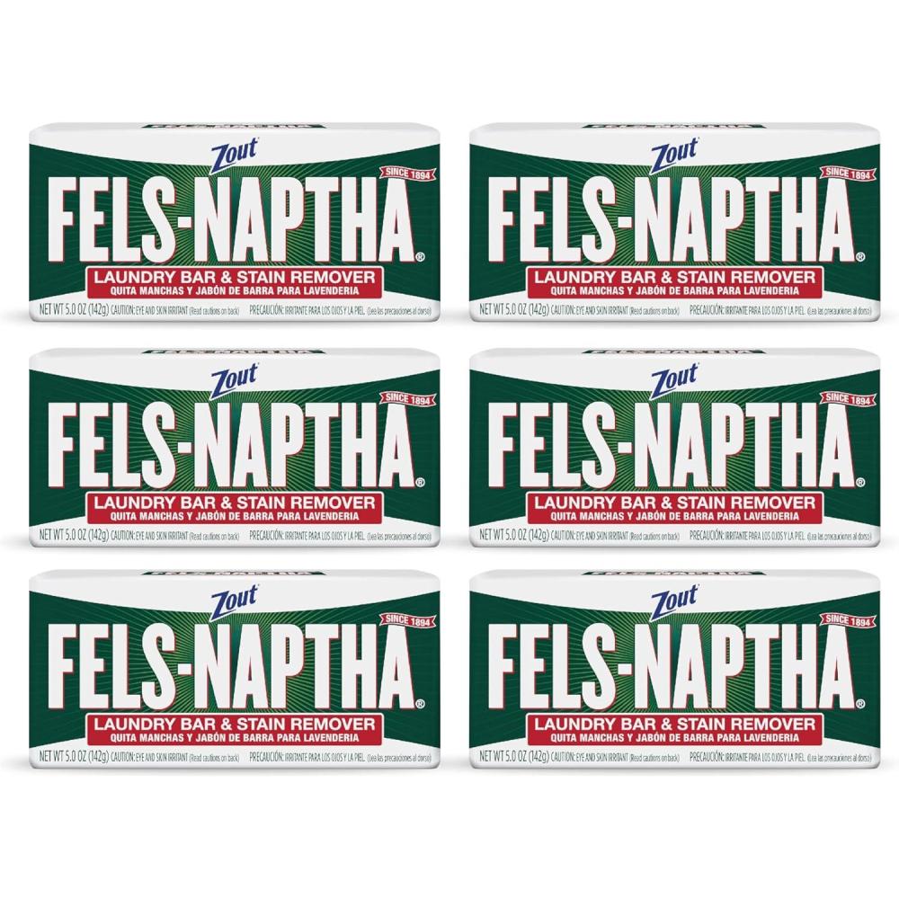 image:imageZout FelsNaptha Laundry Bar and Stain Remover Tough Stain Removal 5 Ounce Bar 6Pack