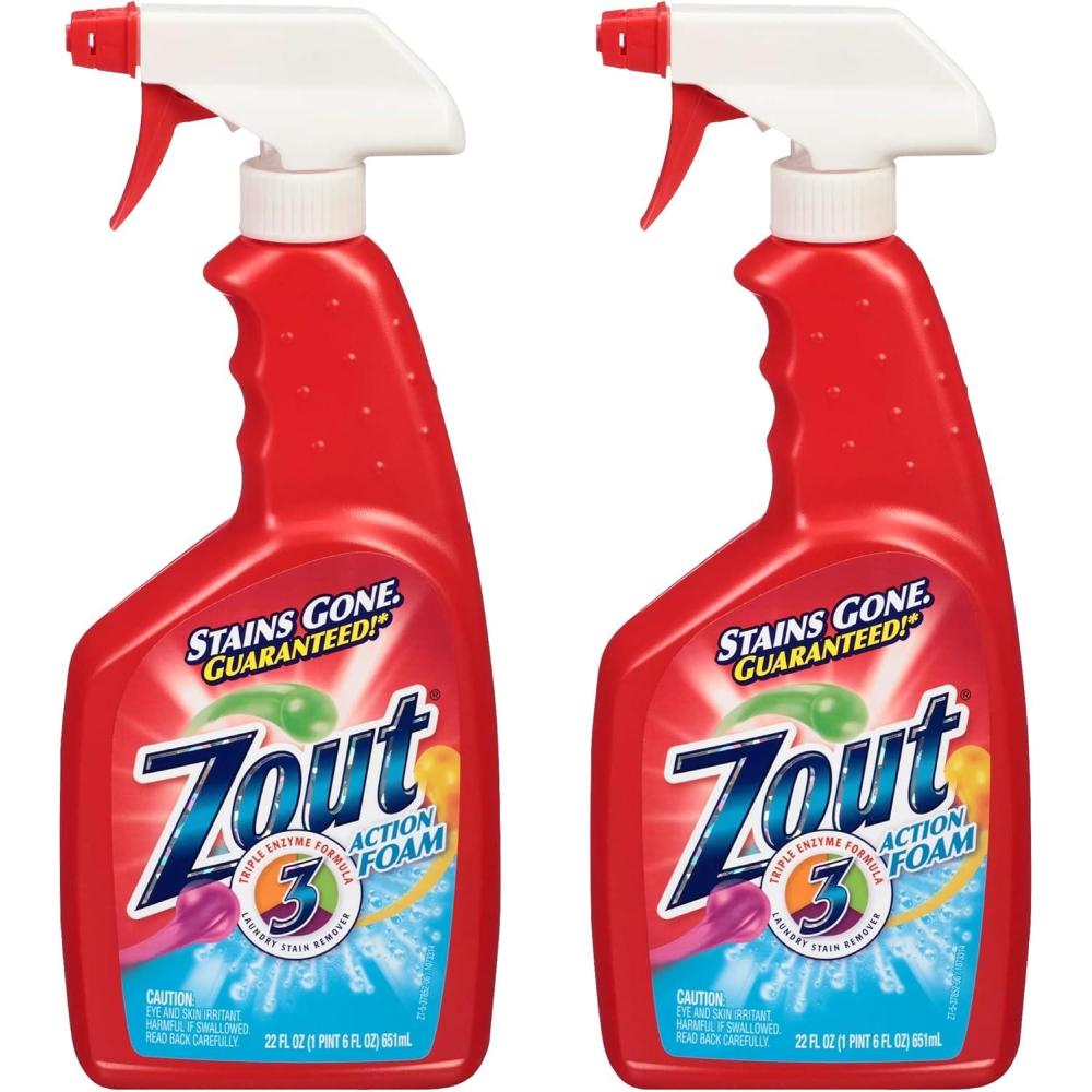 image:imageZout Laundry Stain Remover Spray Triple Enzyme Formula Removes the Toughest Stains Made in the USA 22 Ounce Bottles 2PackFoaming Action