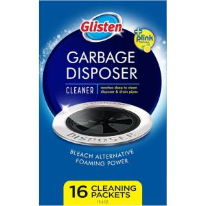 Glisten Garbage Disposer Cleaner and Freshener with Foaming Action, Helps Remove Buildup in Drains, Lemon Scent, Made in the USA, 16 Packets(1 Count (Pack of 16))
