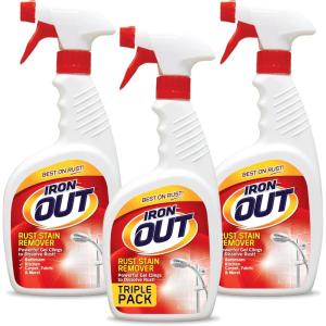 IRON OUT Rust Stain Remover Spray Gel, Removes Rust Stains in Bathrooms, Kitchens, Laundry, and Outdoors, No Scrubbing, Made in the USA, 24 Ounces, 3-Pack(24 Fl Oz (Pack of 3))