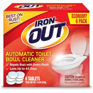 Iron OUT Automatic Toilet Bowl Cleaner Tablets, Helps Remove and Prevent Rust Stains with Every Flush, Lasts up to 45 Days, Made in the USA, 6 Tablets(Cleaner)