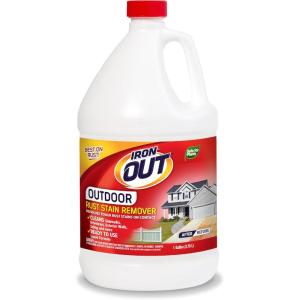 Iron OUT Liquid Rust Stain Remover, Pre-mixed, Quickly Removes Rust Stains from Concrete, Vinyl and Other Outdoor Surfaces, No Scrubbing, Safe to Use, Made in the USA, 1 Gallon(1)
