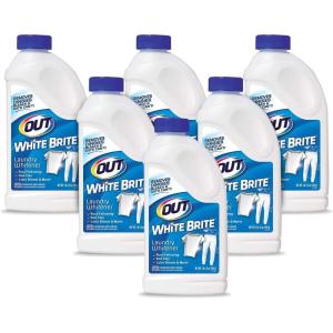 OUT White Brite Laundry Whitener Bleach Alternative, Stain Remover Detergent Booster Powder for Clothes, 4 Pound 12 Ounce Bottle(28 Ounce (Pack of 6))