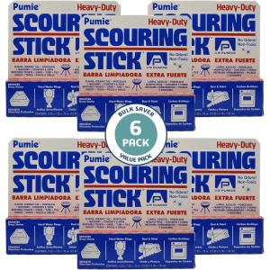 PUMIE Pumice Scouring Stick for Cleaning Toilet Rings Stain & Hard Water Rings, Tough Bathroom, Pools & Tubs, Extra Strong Heavy Duty Pumice Stone for Toilet Cleaning, Rust, Grills & Ovens- Pack of 12(1 Count (Pack of 6))