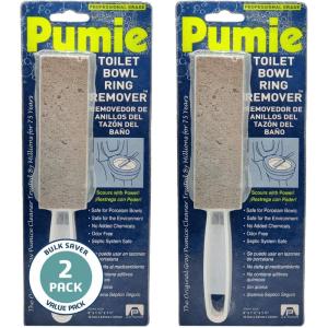 PUMIE Pumice Stone Toilet Bowl Cleaner (1-Pack) – Heavy Duty Scouring Stick for Toilet – Pumice Stone for Cleaning Rings, Bowls, Hard Water Stains, Lime, Rust, Sink – Includes Handle for Easy Use(1 Count (Pack of 2))
