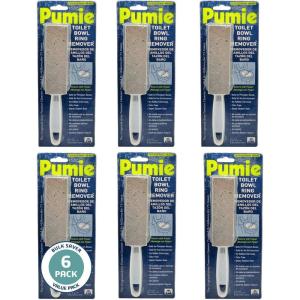 PUMIE Pumice Stone Toilet Bowl Cleaner (1-Pack) – Heavy Duty Scouring Stick for Toilet – Pumice Stone for Cleaning Rings, Bowls, Hard Water Stains, Lime, Rust, Sink – Includes Handle for Easy Use(1 Count (Pack of 6))