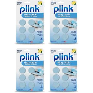 Plink Fizzy Drain Cleaner and Freshener, Prevents Drain Clogs and Buildup, Removes Odors from Bathroom and Kitchen Sinks, Septic-Friendly, Made in the USA, Lemon Scent, 18 Tablets(6 Count (Pack of 4))