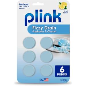 Plink Fizzy Drain Freshener and Cleaner, Prevents Clogs and Removes Odors in Household Sinks, Lemon Scent, 6-Pack(6 Count (Pack of 1))