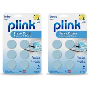 Plink Fizzy Drain Freshener and Cleaner, Prevents Clogs and Removes Odors in Household Sinks, Lemon Scent, 6-Pack(6 Count (Pack of 2))
