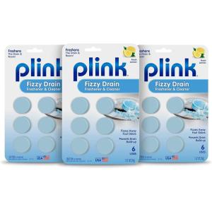 Plink Fizzy Drain Freshener and Cleaner, Prevents Clogs and Removes Odors in Household Sinks, Lemon Scent, 6-Pack(6 Count (Pack of 3))
