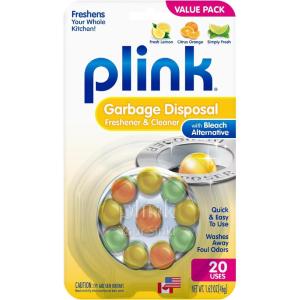Plink Garbage Disposer Freshener and Cleaner, Sink Disposal Odor Eliminator, Quick and Easy-to-Use Capsules, Septic-Friendly, Citrus Scents, 20 Count Package
