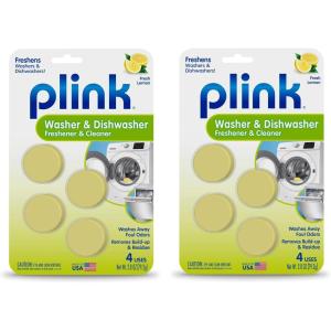 Plink Washing Machine and Dishwasher Cleaner and Freshener, Prevents Residue and Removes Odors in Kitchen and Laundry Room Appliances, Septic-Friendly, Made in the USA, Lemon Scent, 12 Tablets(8 Count (Pack of 1))