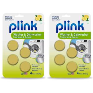 Plink Washing Machine and Dishwasher Cleaner and Freshener, Prevents Residue and Removes Odors in Kitchen and Laundry Room Appliances, Septic-Friendly, Made in the USA, Lemon Scent, 12 Tablets(4 Count (Pack of 2))