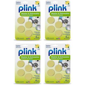 Plink Washing Machine and Dishwasher Cleaner and Freshener, Prevents Residue and Removes Odors in Kitchen and Laundry Room Appliances, Septic-Friendly, Made in the USA, Lemon Scent, 12 Tablets(16 Count (Pack of 1))